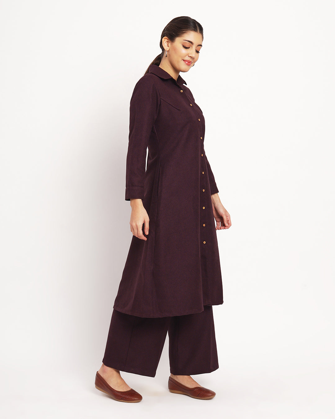 Plum Passion Artful A-Line Woolen Co-ord Set