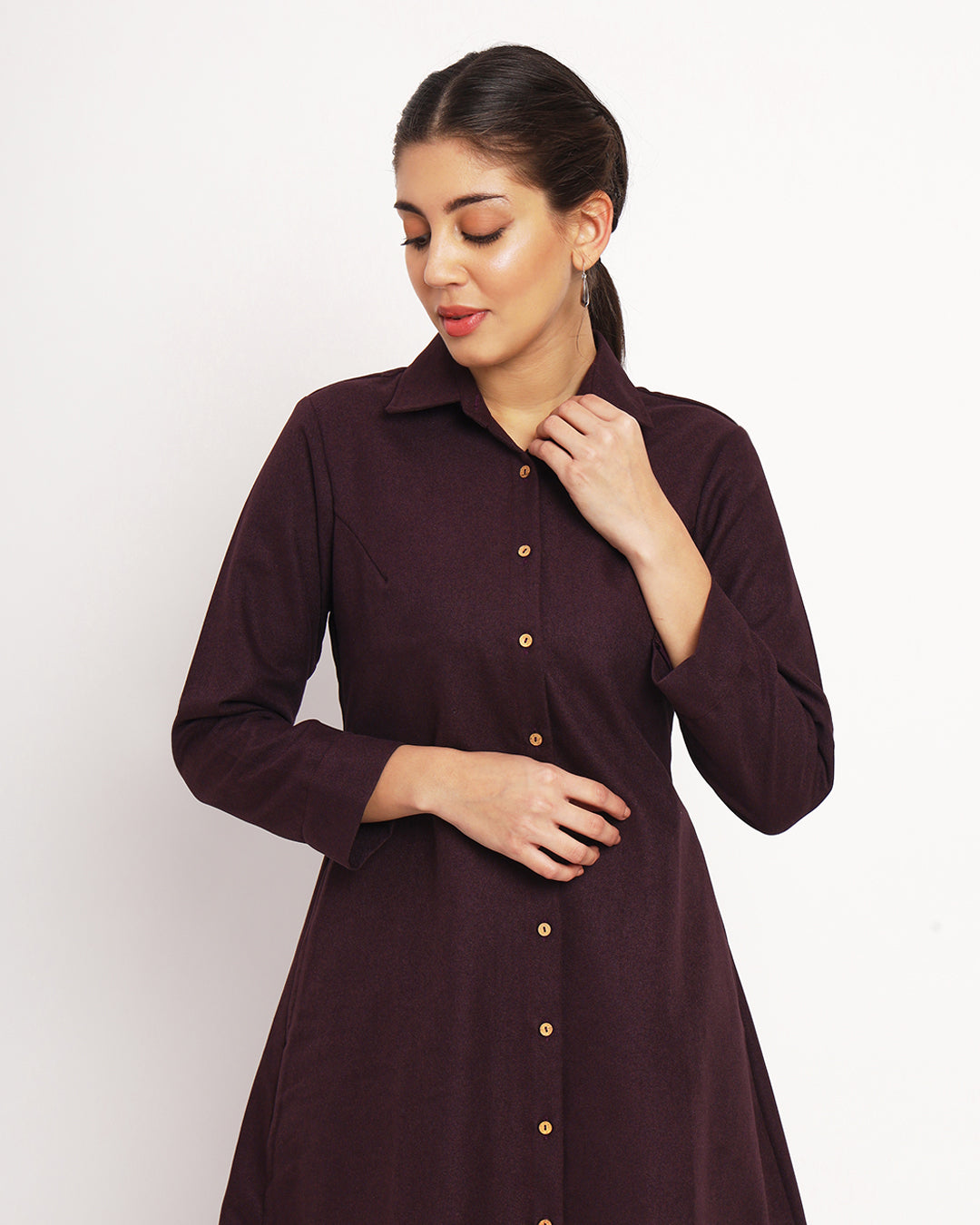 Plum Passion Artfull A-Line Woolen Kurta (Without Bottoms)