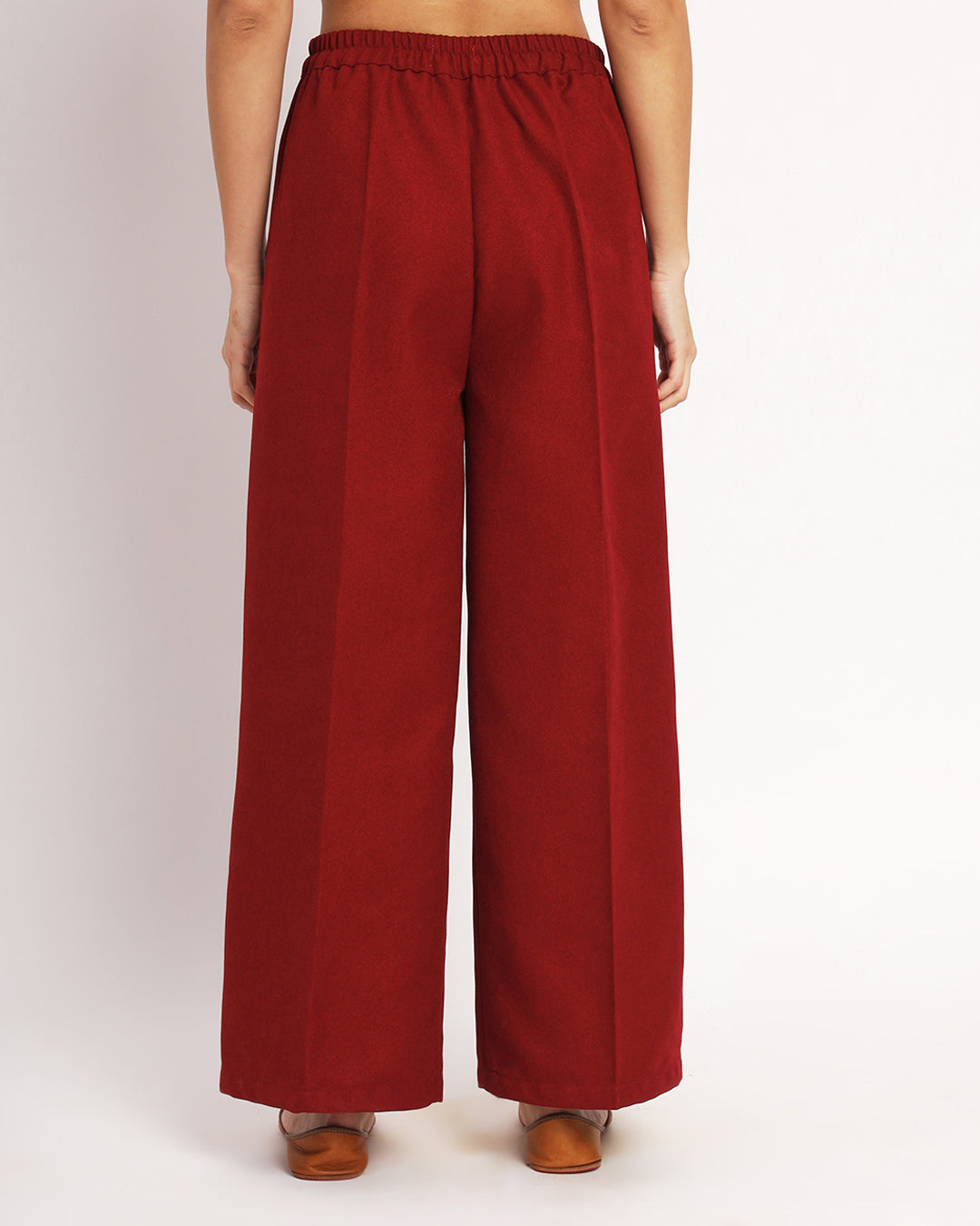 Russet Red Woolen Wide Pants