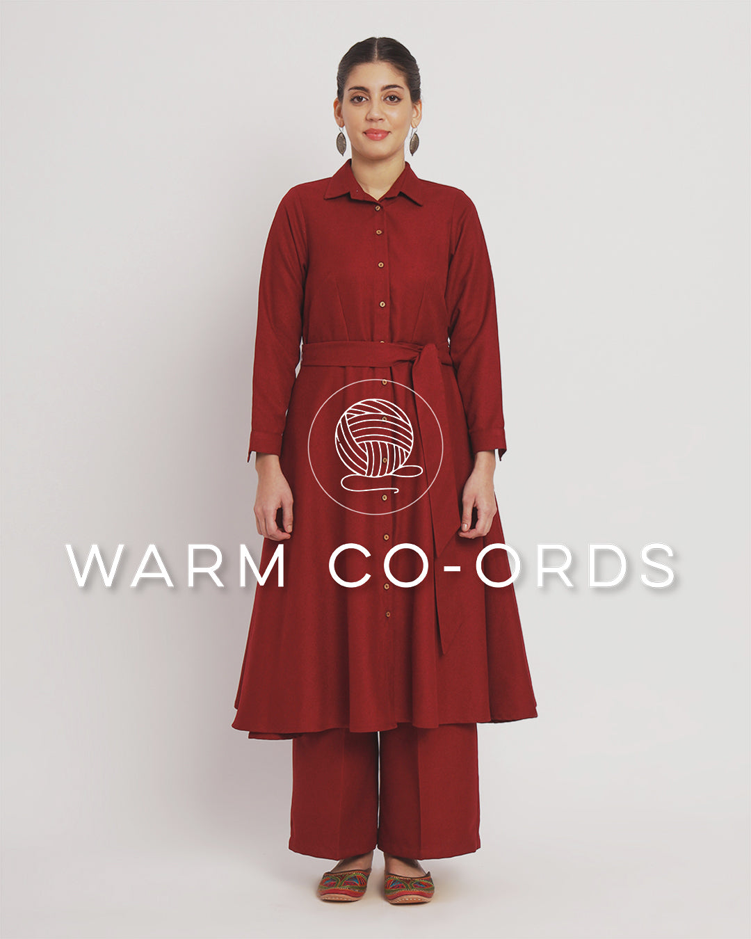 Russet Red Knots & Knots Woolen Co-ord Set