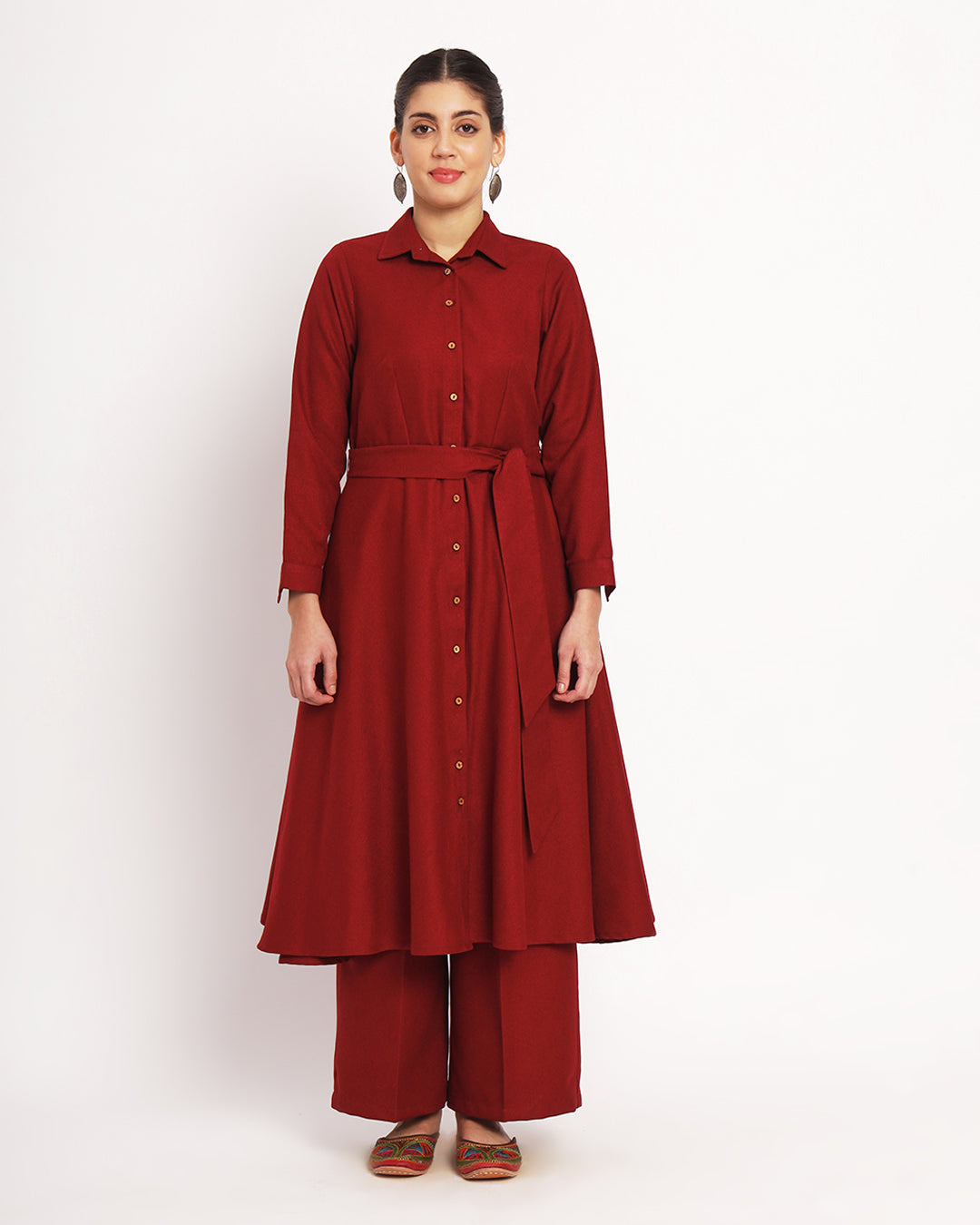 Russet Red Knots & Knots Woolen Co-ord Set
