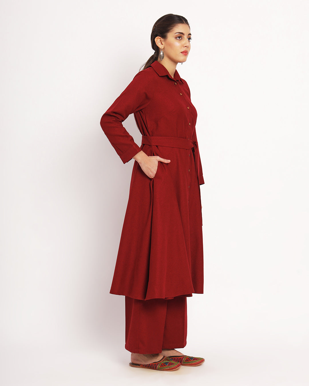 Russet Red Knots & Knots Woolen Co-ord Set