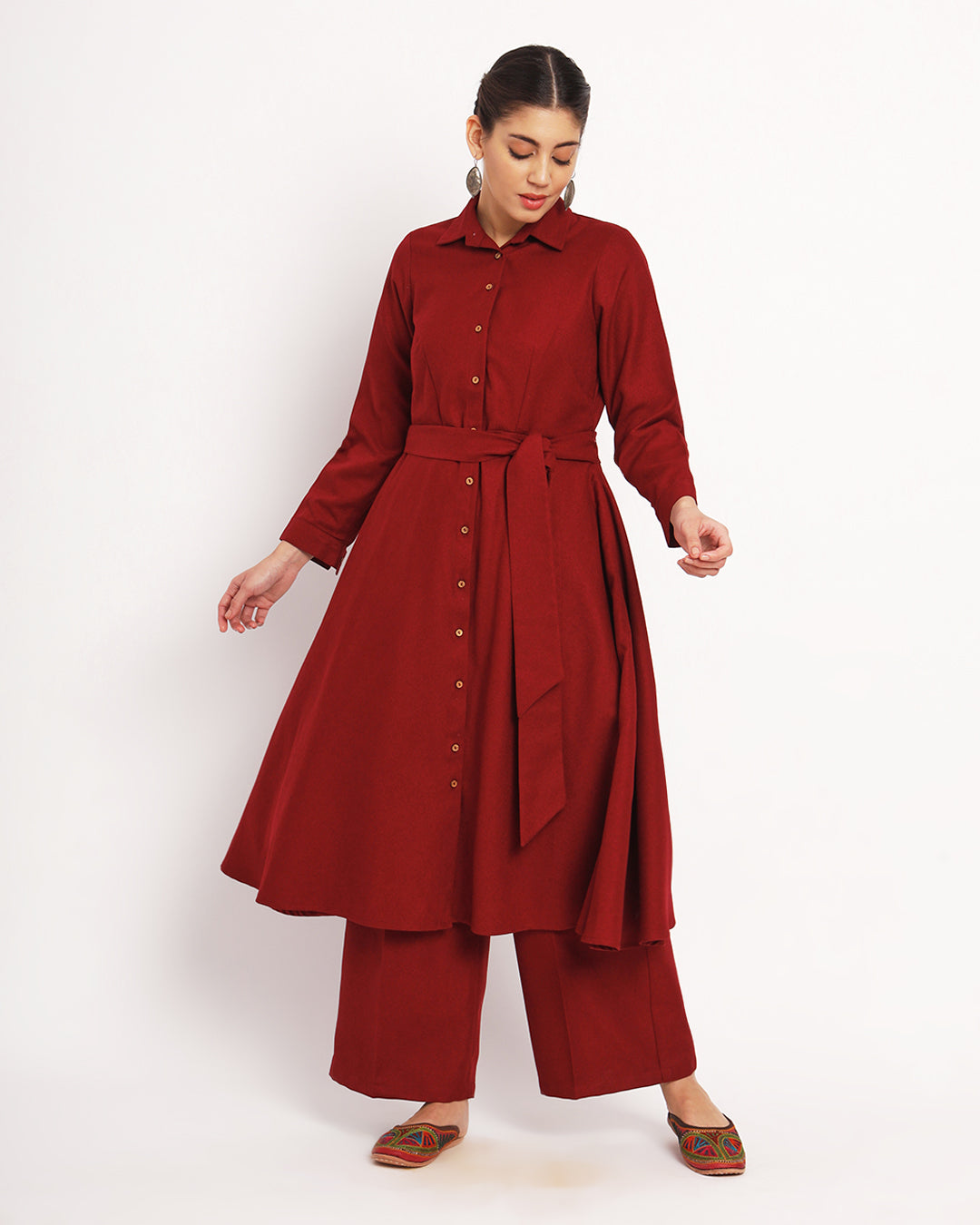 Russet Red Knots & Knots Woolen Co-ord Set