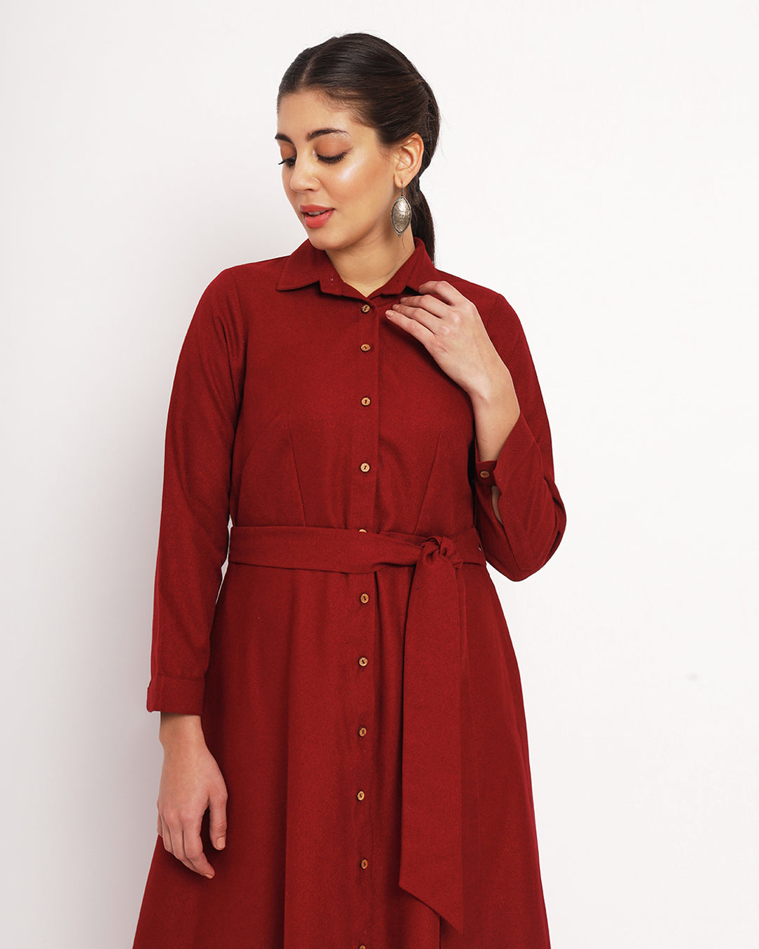 Russet Red Knots & Knots Woolen Co-ord Set