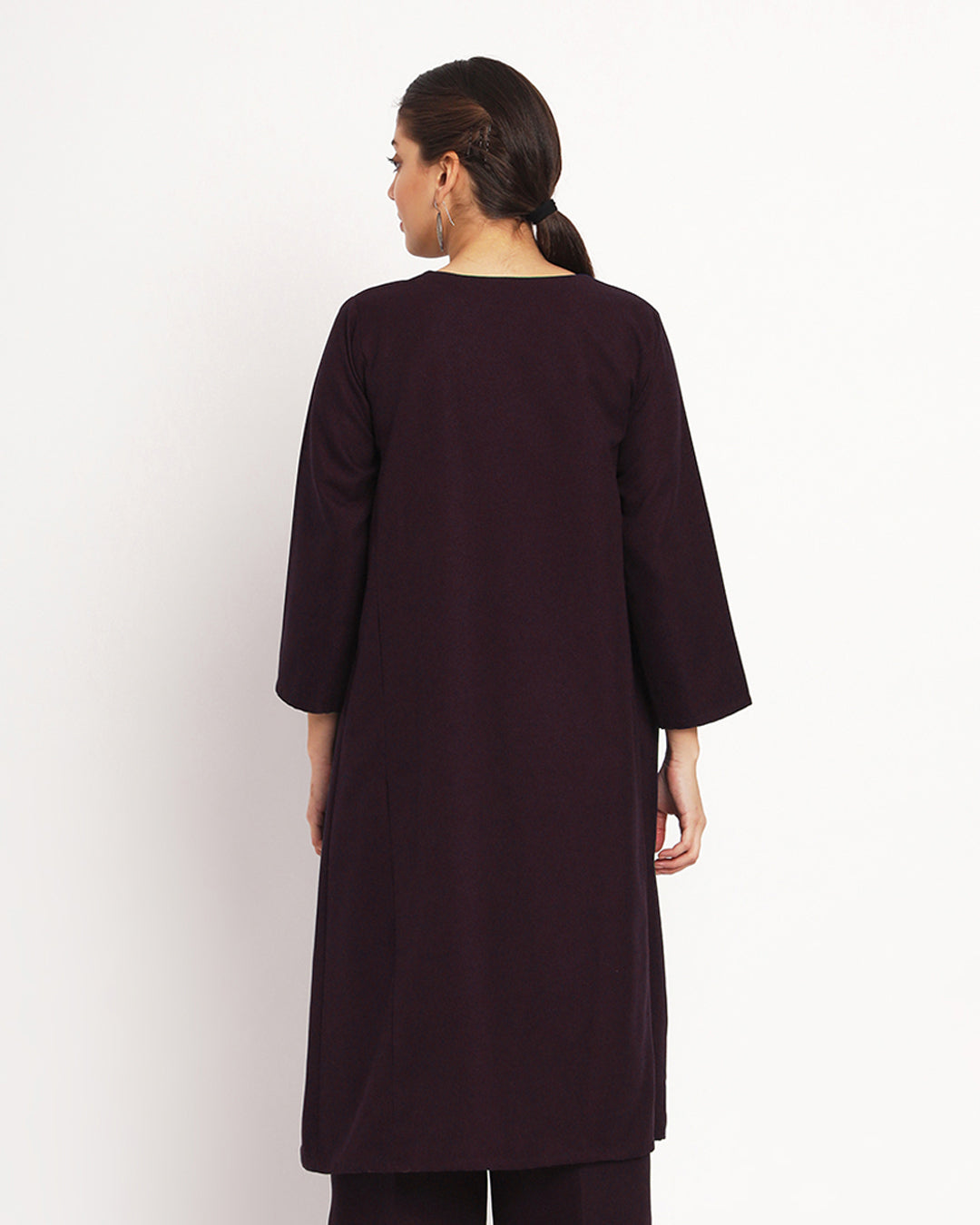 Plum Passion Vintage Allure Woolen Phiran Kurta (Without Bottoms)