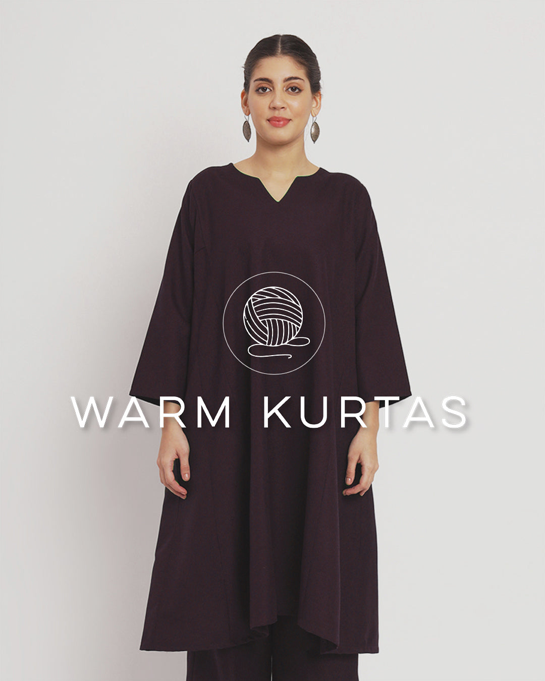 Plum Passion Vintage Allure Woolen Phiran Kurta (Without Bottoms)