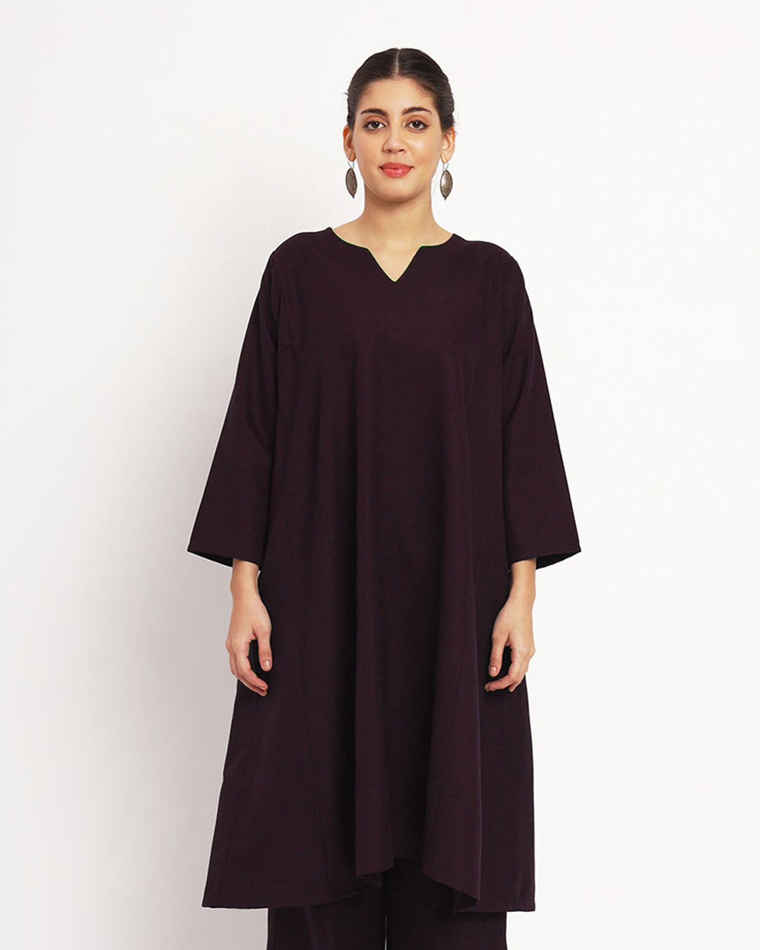 Plum Passion Vintage Allure Woolen Phiran Kurta (Without Bottoms)