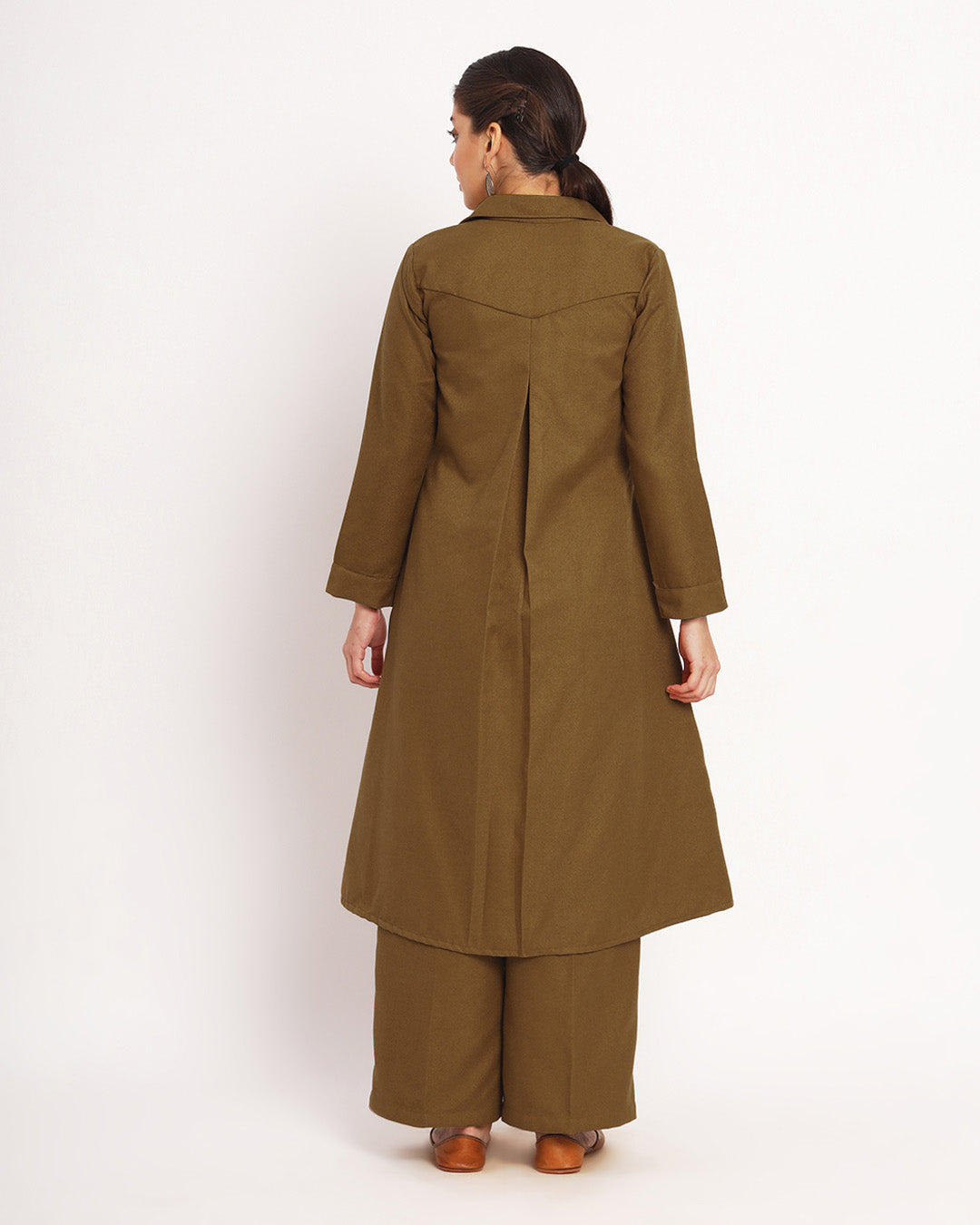 Peanut Brown Artfull A-Line Woolen Co-ord Set