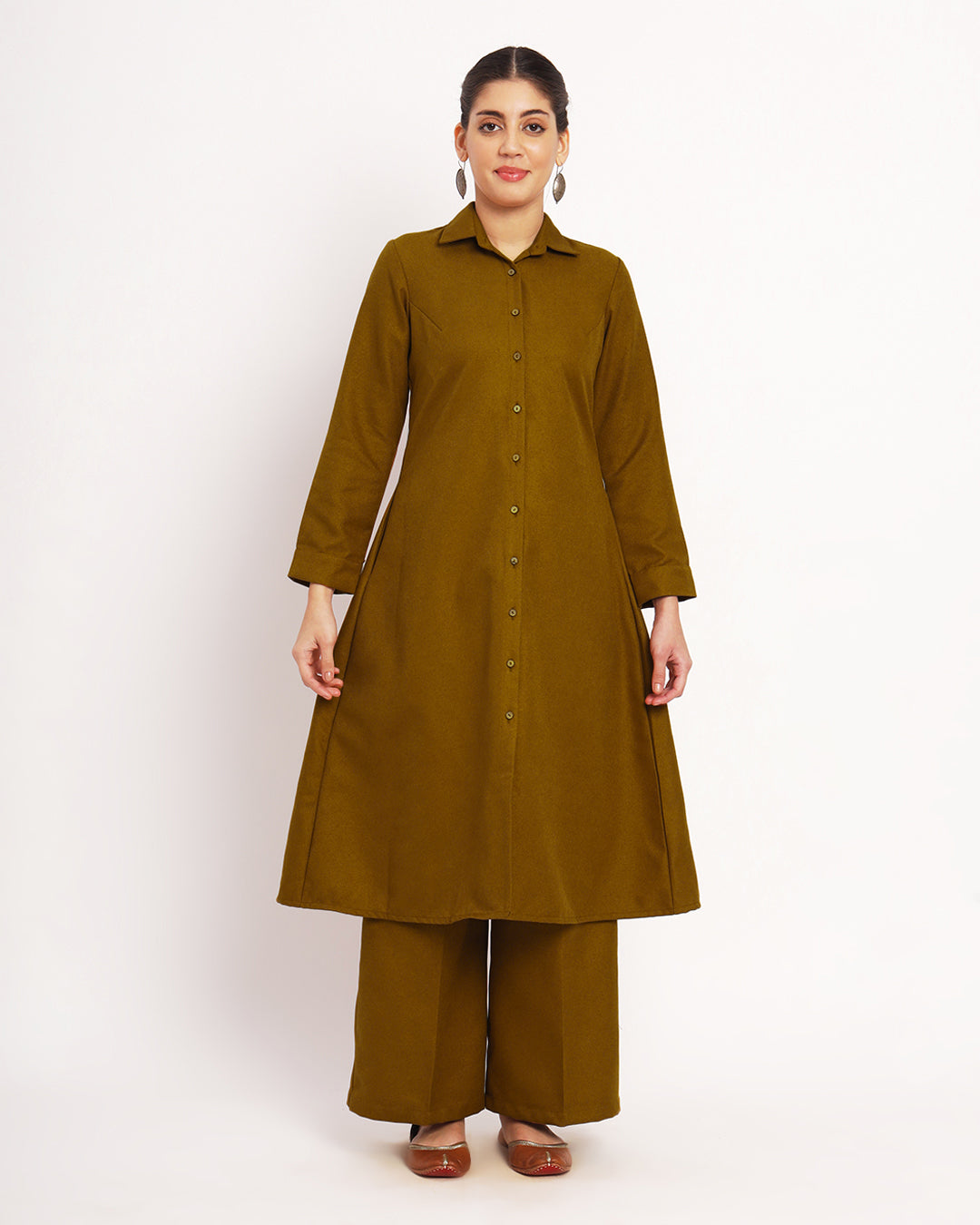Mustard Artful A-Line Woolen Co-ord Set