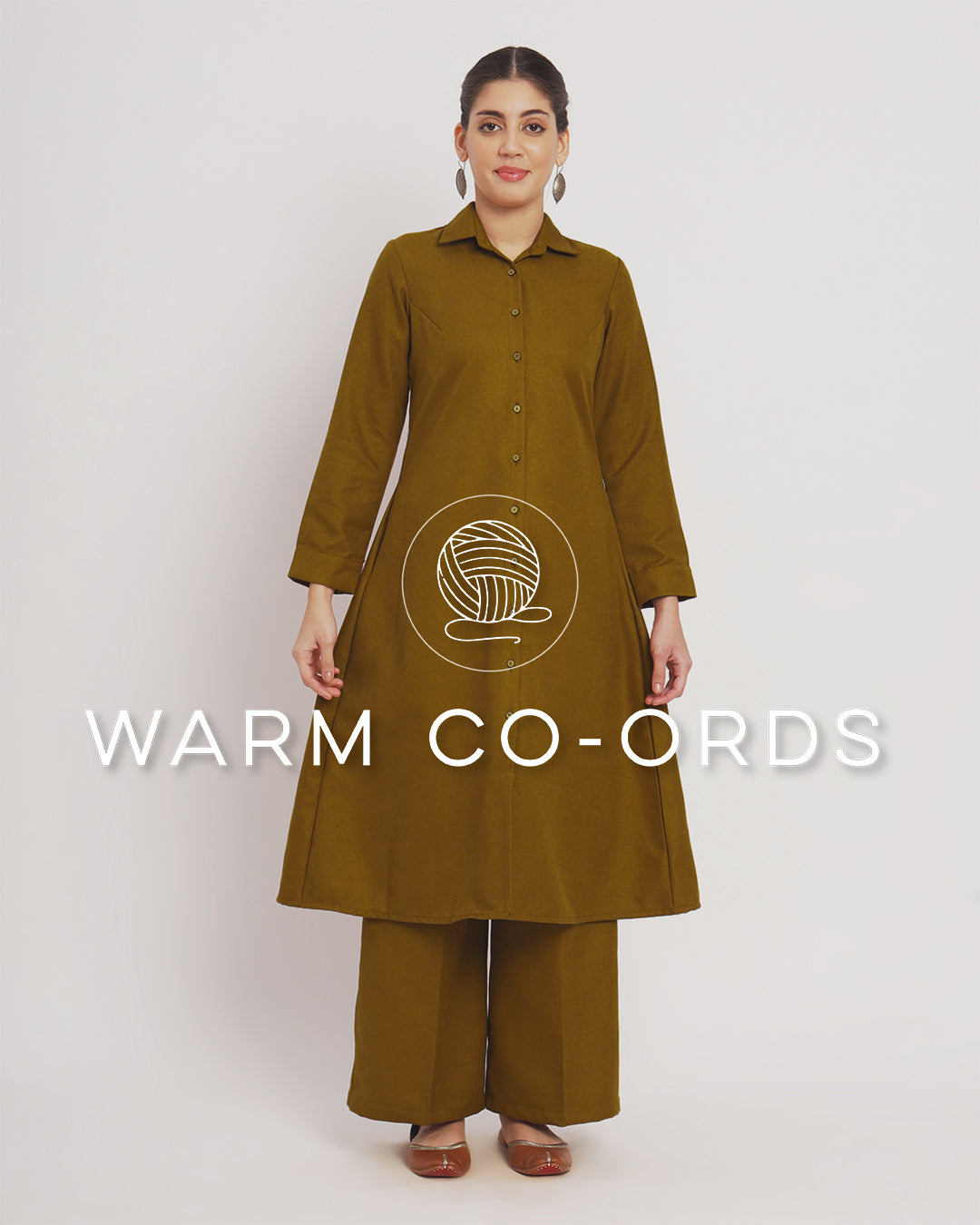 Mustard Artful A-Line Woolen Co-ord Set