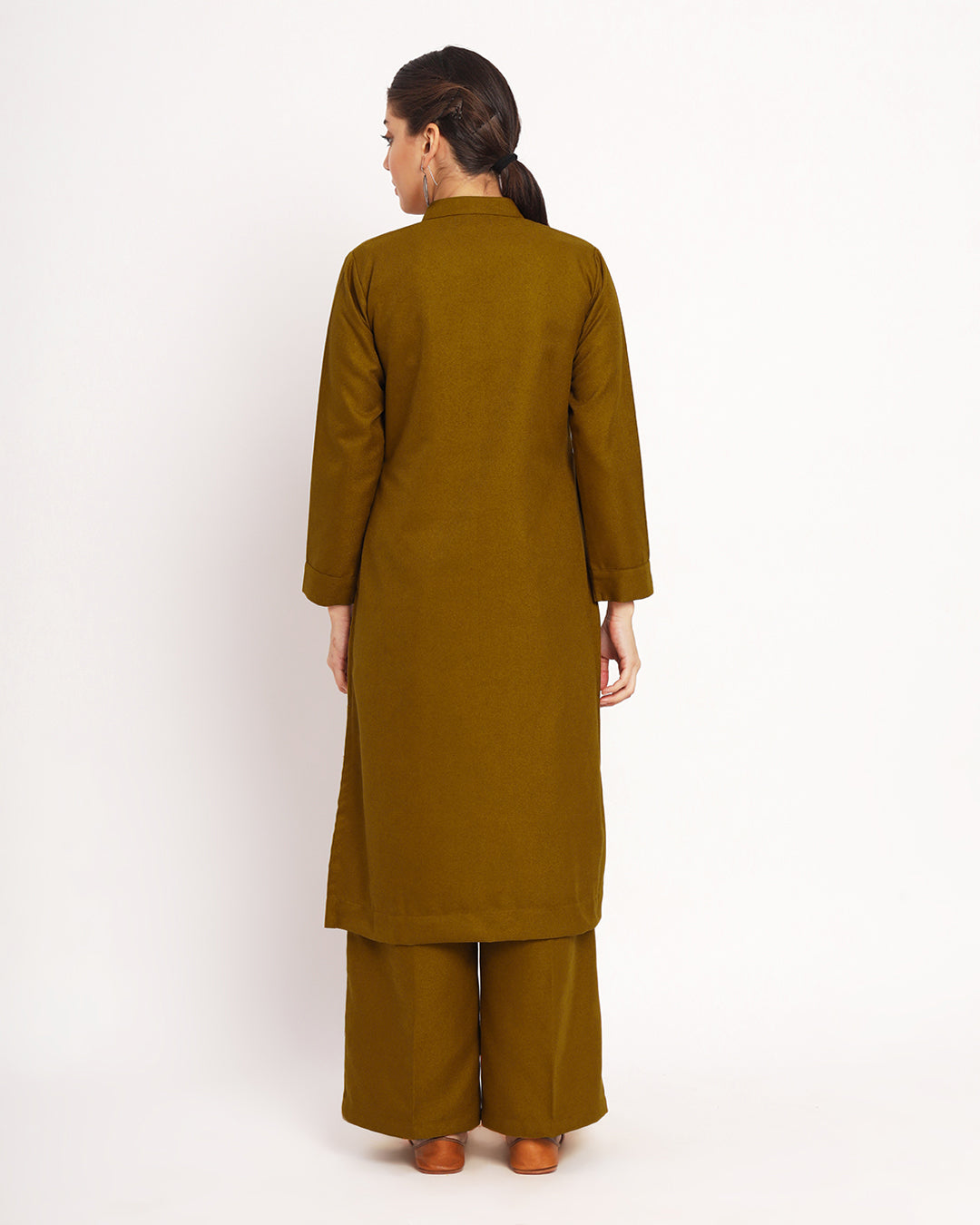 Mustard High-Low Woolen Co-ord Set