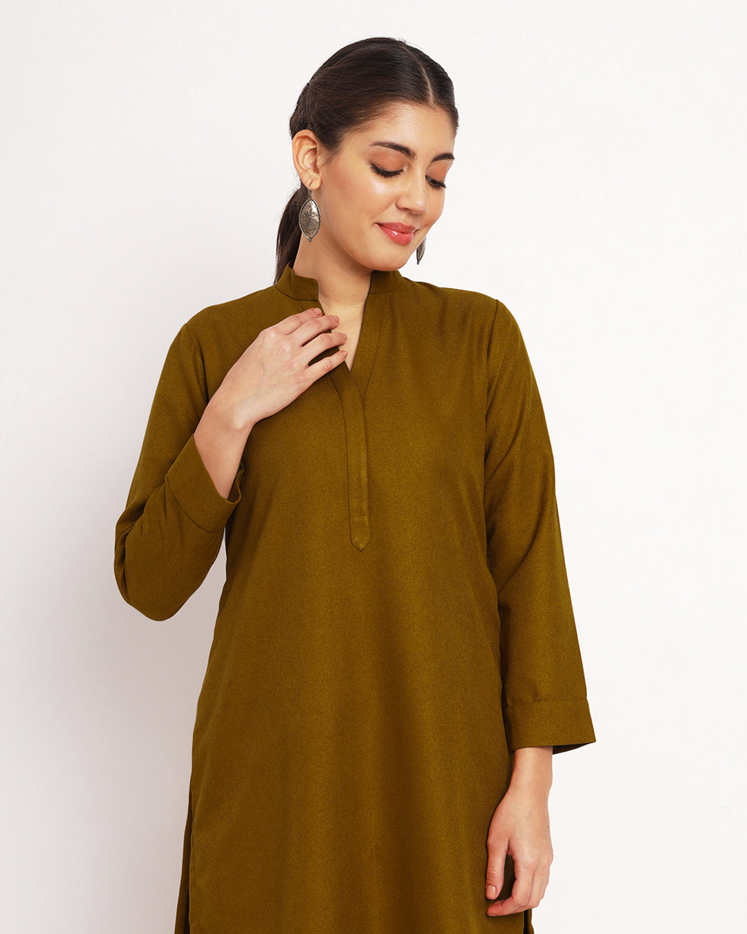 Mustard High-Low Woolen Co-ord Set