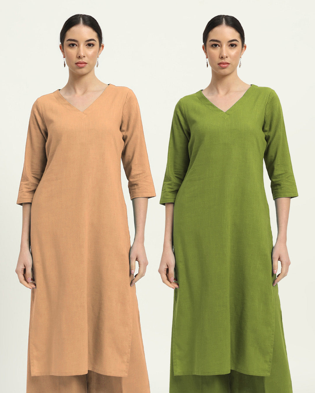 Combo: Beige & Sage Green Verve & Versatility Kurta