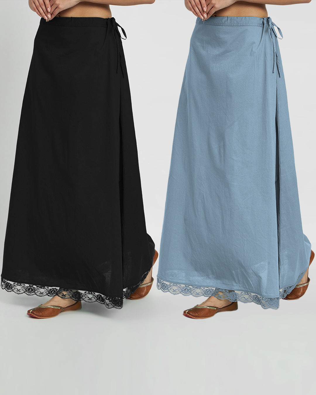 Combo: Black & Blue Dawn Lace Medley Peekaboo Petticoat- Set of 2