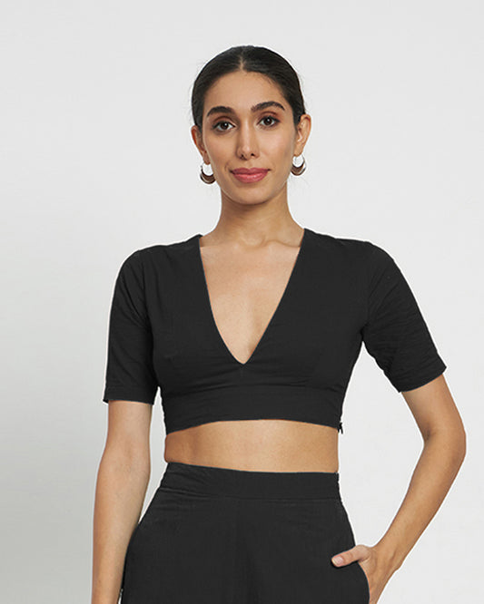 Black Rayon Divine Depth Blouse