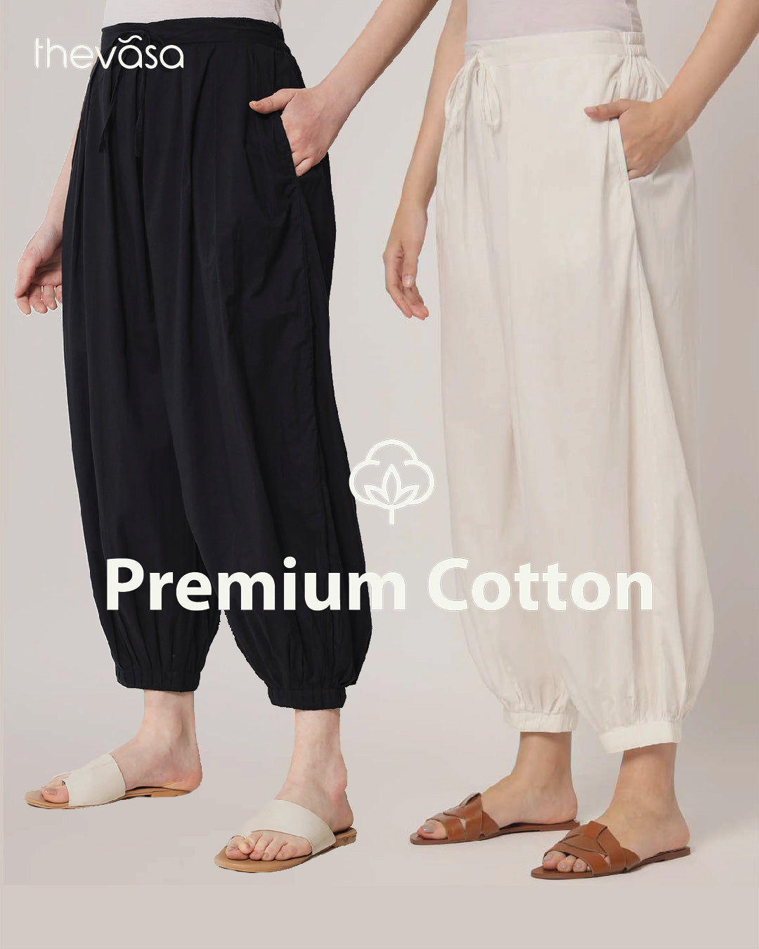 Combo: Black & White Pleated Salwar- Set of 2