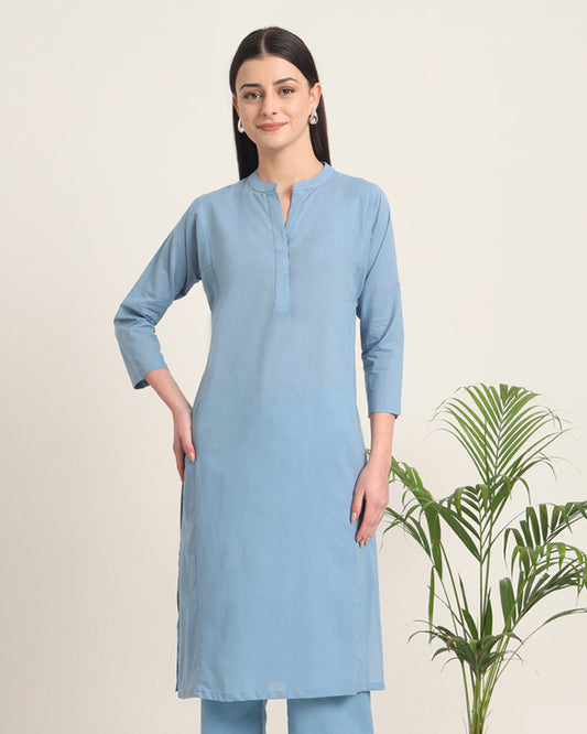 Blue Dawn Everyday Bliss Notch Neck Solid Kurta (Without Bottoms)