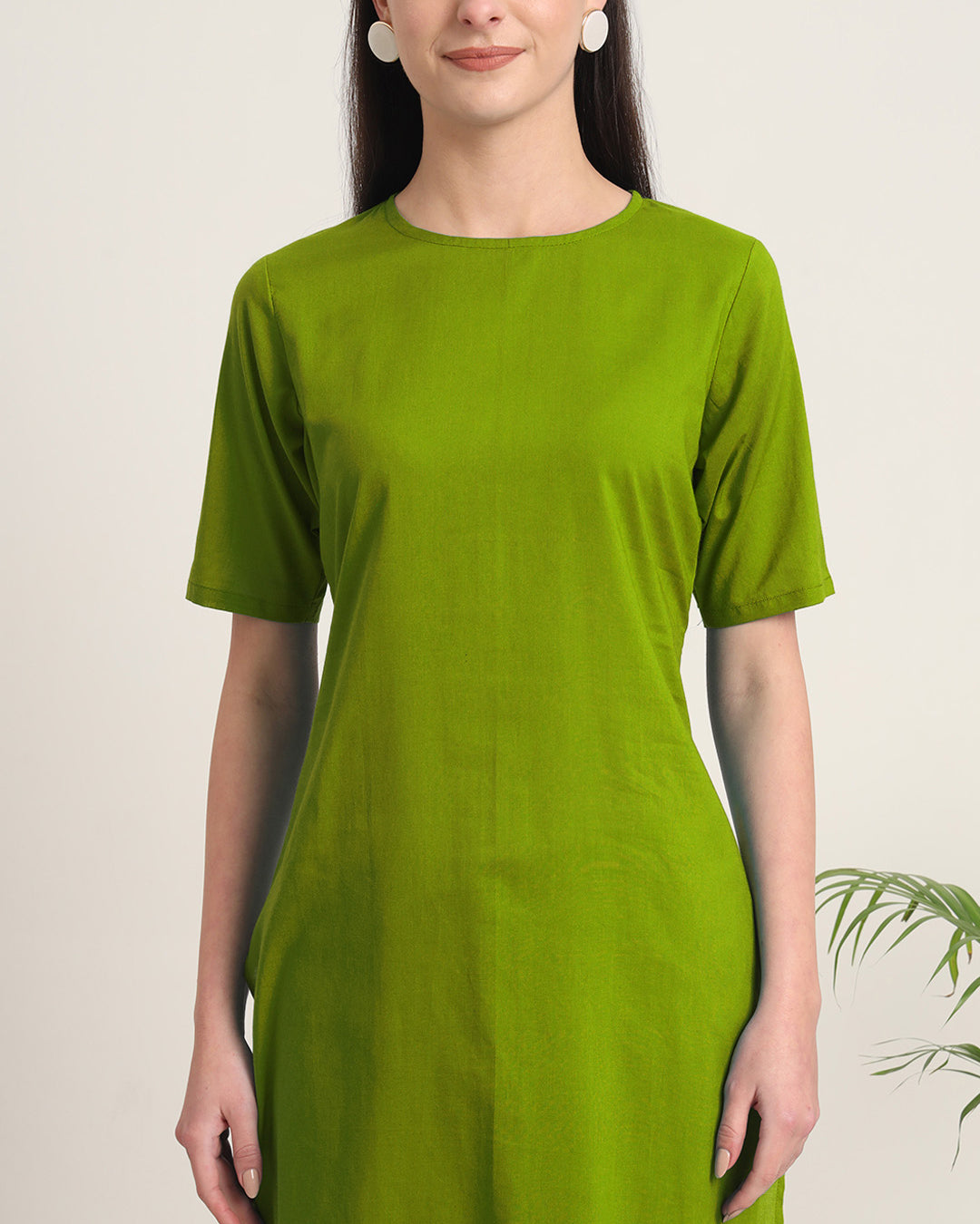 Sage Green Round Neck Long Solid Co-ord Set