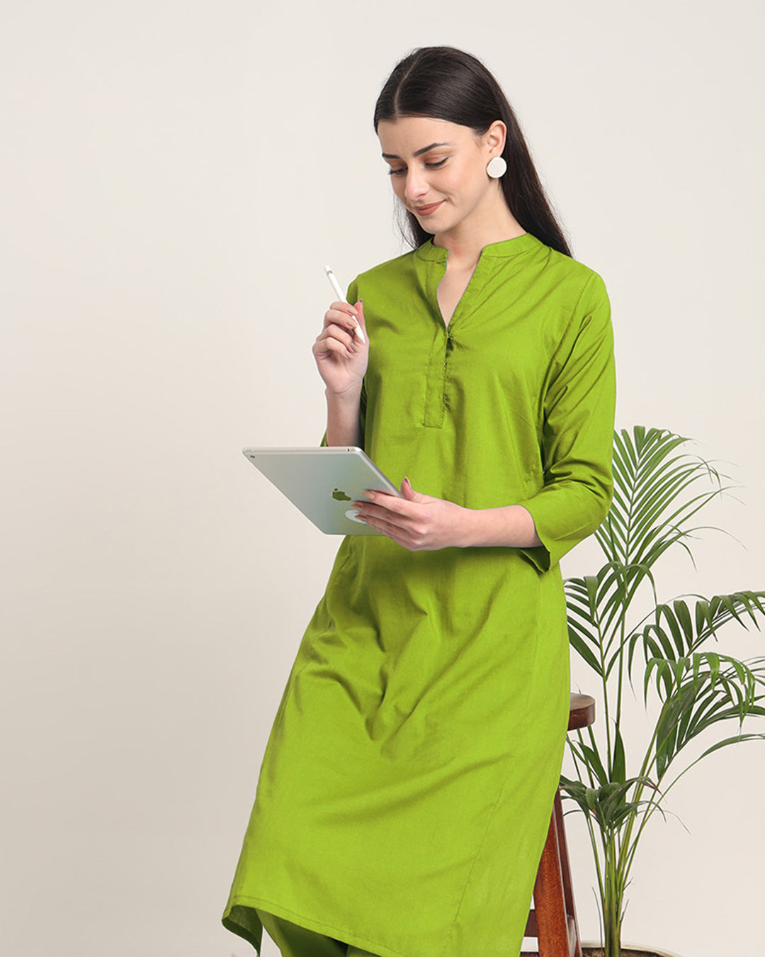 Sage Green Everyday Bliss Notch Neck Solid Co-ord Set