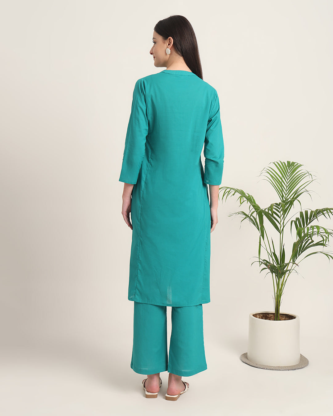 Green Gleam Everyday Bliss Notch Neck Solid Co-ord Set