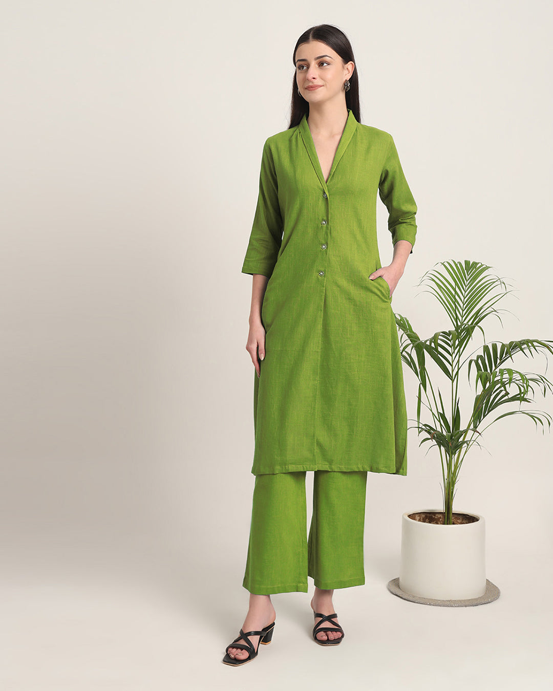 Sage Green Boho Harmony Flared Solid Co-ord Set