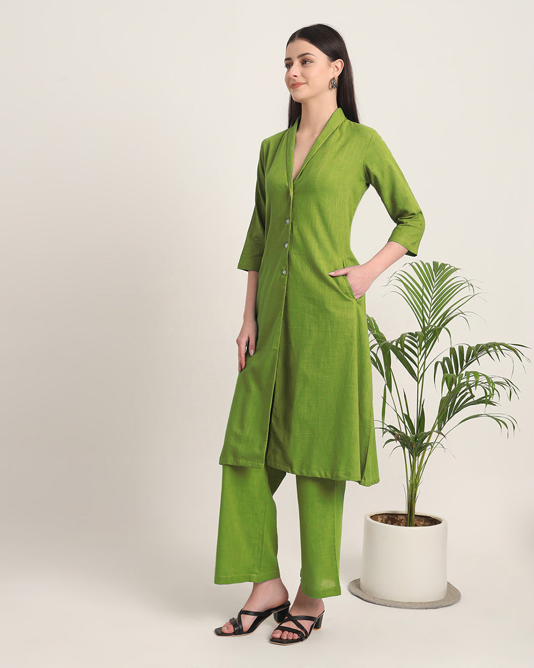 Sage Green Boho Harmony Flared Solid Co-ord Set