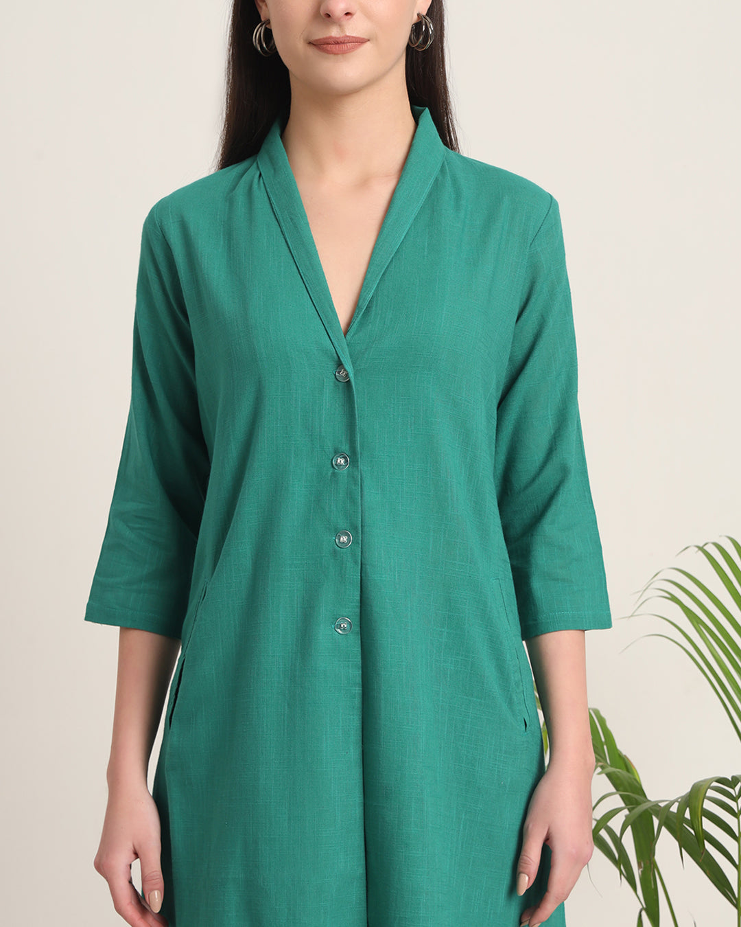 Green Gleam Boho Harmony Flared Solid Co-ord Set