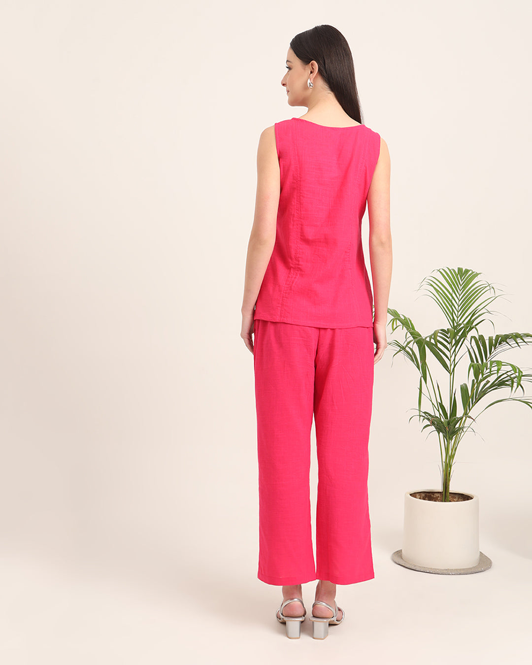 Queen's Gulabi Sleeveless Short Length Solid Co-ord Set