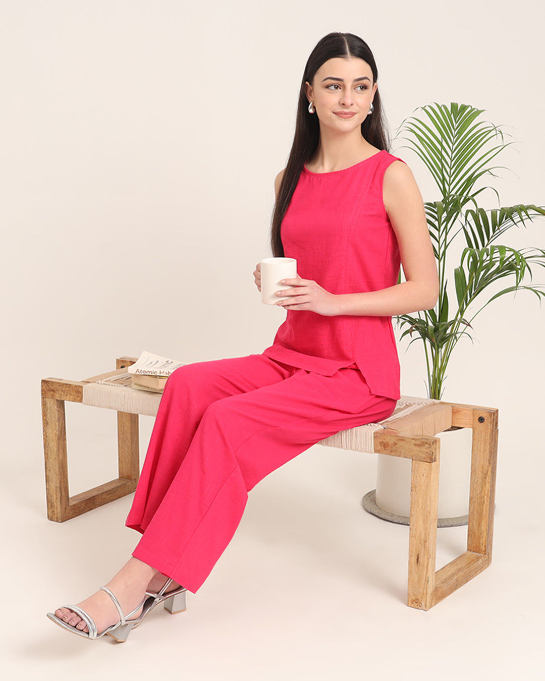 Queen's Gulabi Sleeveless Short Length Solid Co-ord Set