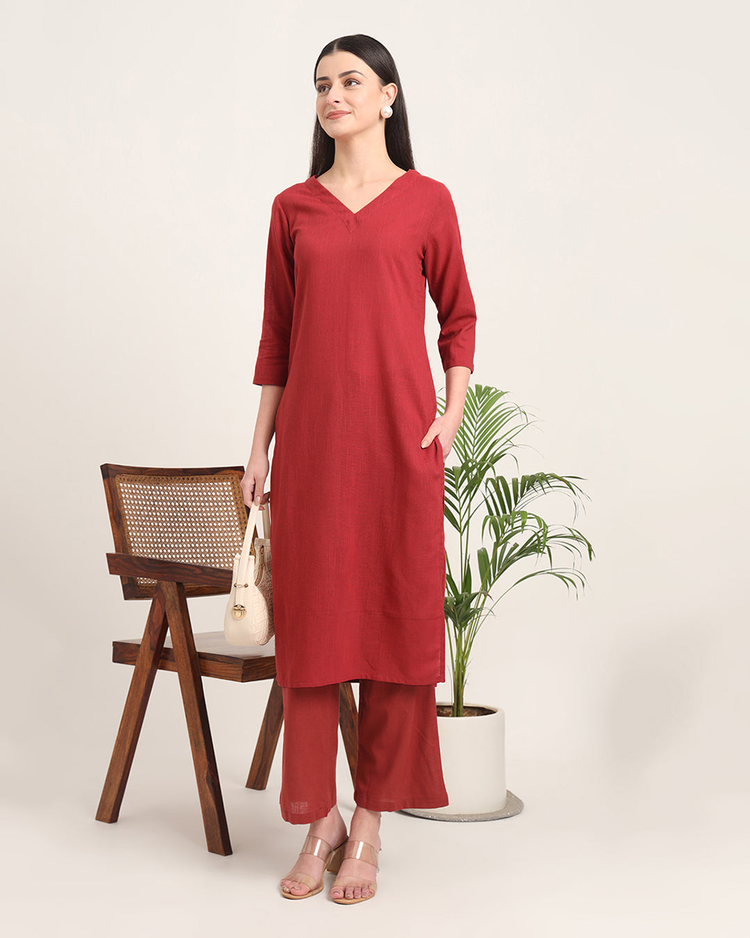 Russet Red Verve & Versatility Solid Co-ord Set