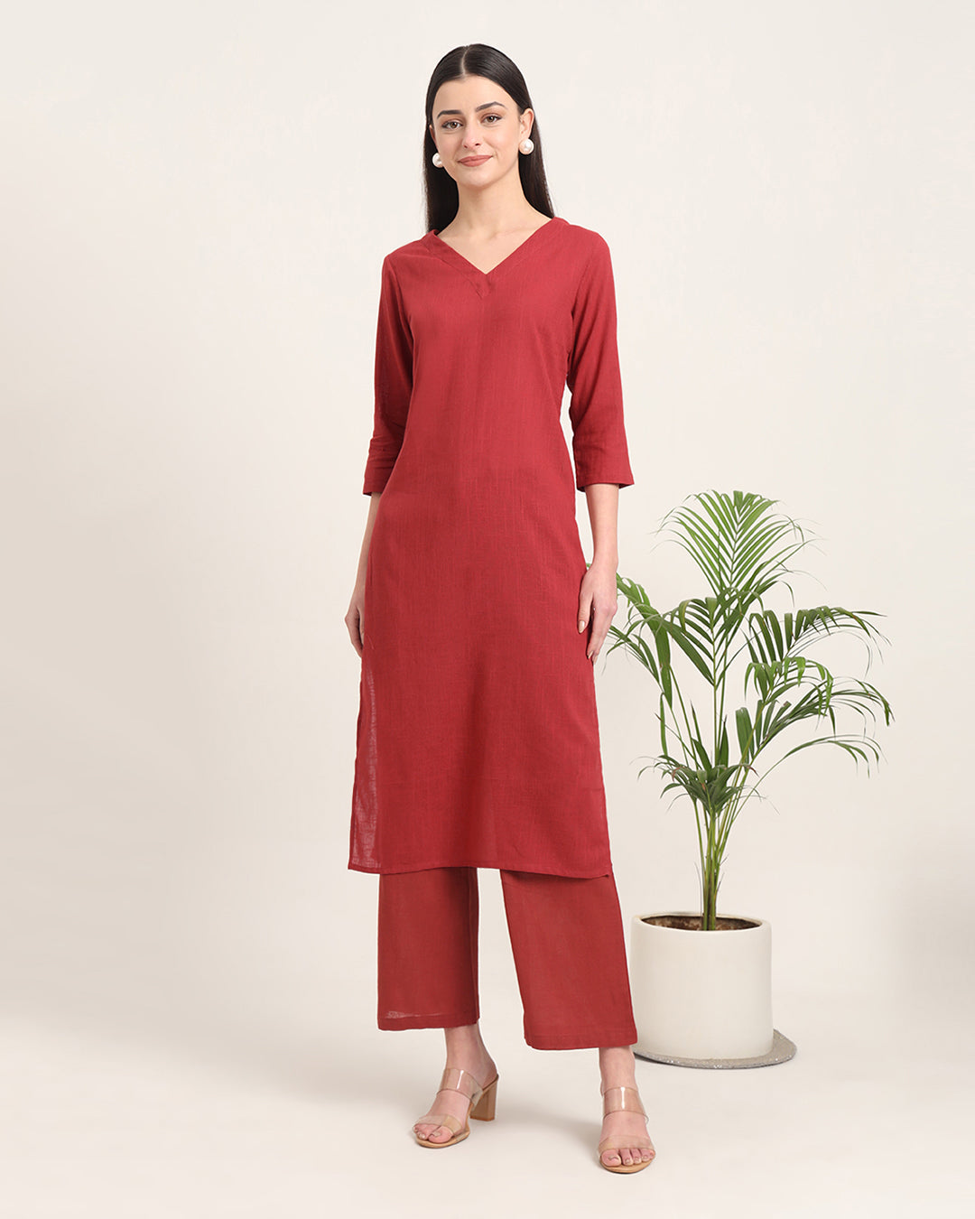 Russet Red Verve & Versatility Solid Co-ord Set