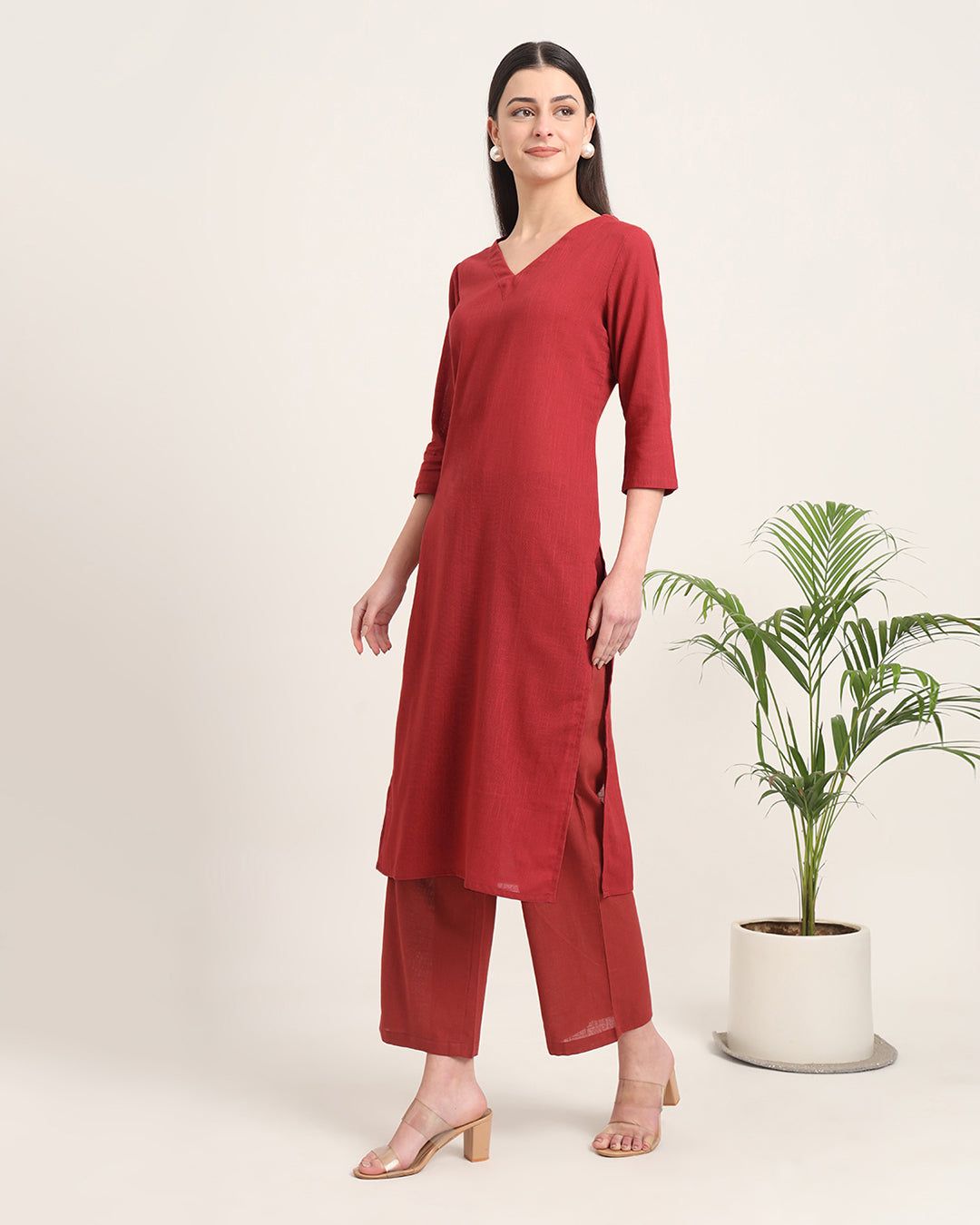Russet Red Verve & Versatility Solid Co-ord Set