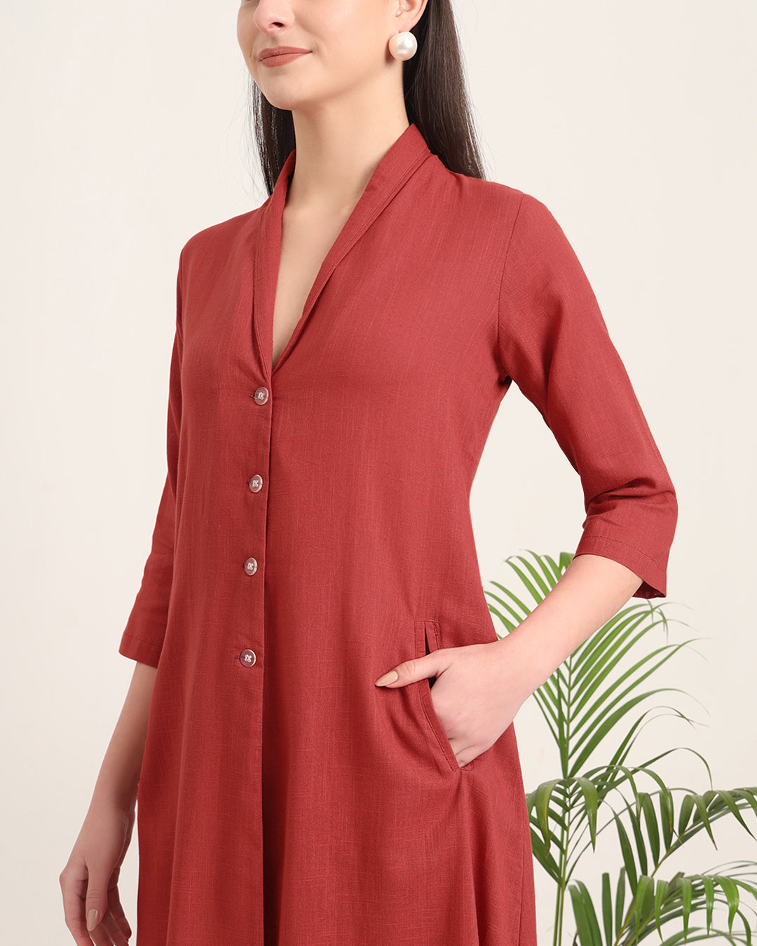 Russet Red Boho Harmony Flared Solid Co-ord Set