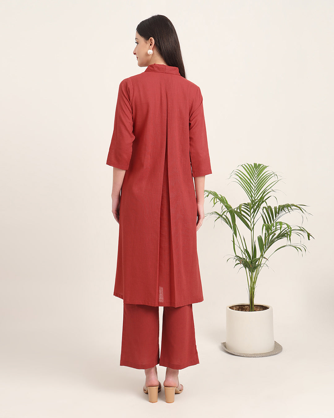 Russet Red Boho Harmony Flared Solid Co-ord Set