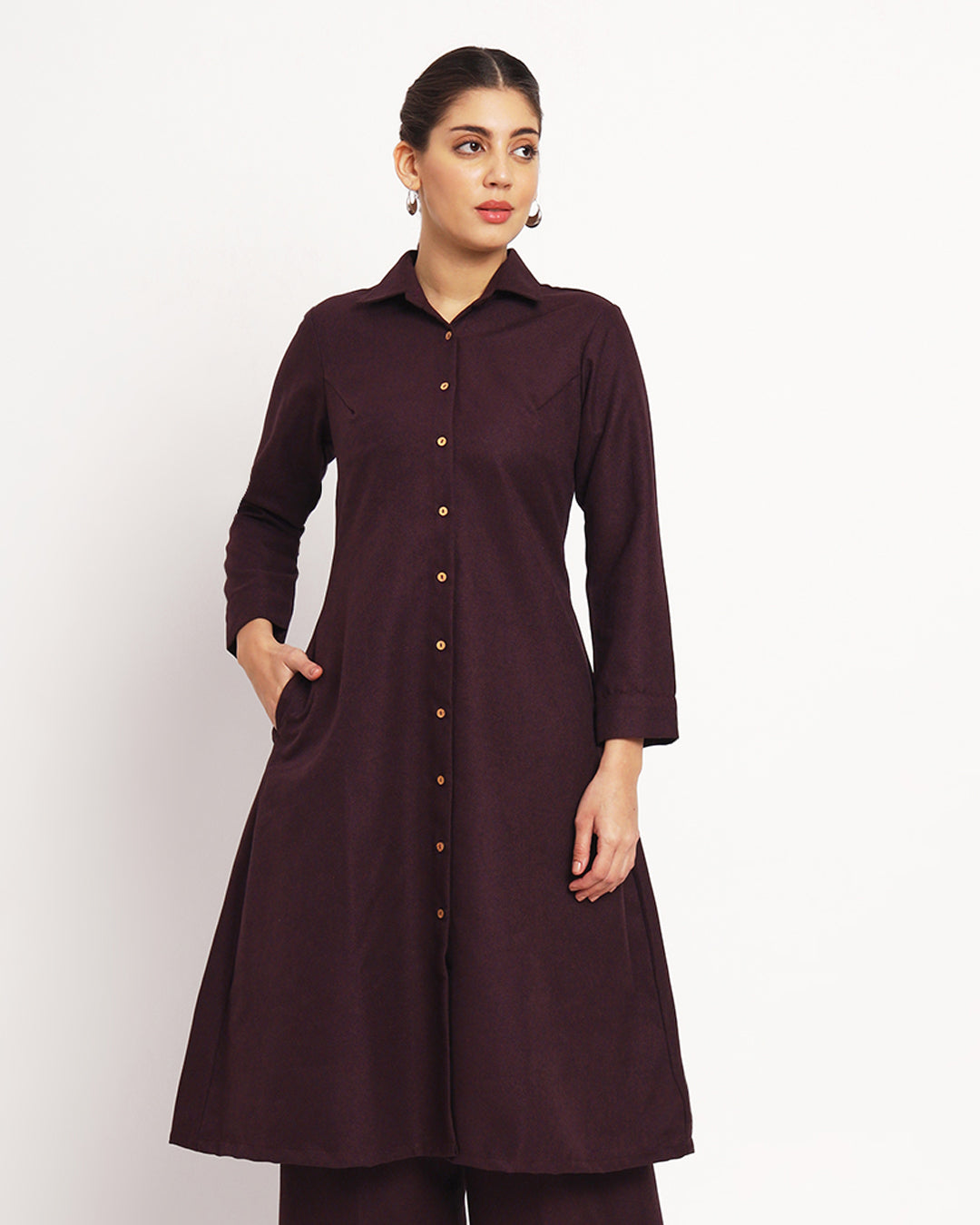 Plum Passion Artfull A-Line Woolen Kurta (Without Bottoms)