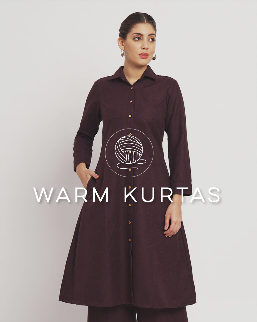 Plum Passion Artfull A-Line Woolen Kurta (Without Bottoms)