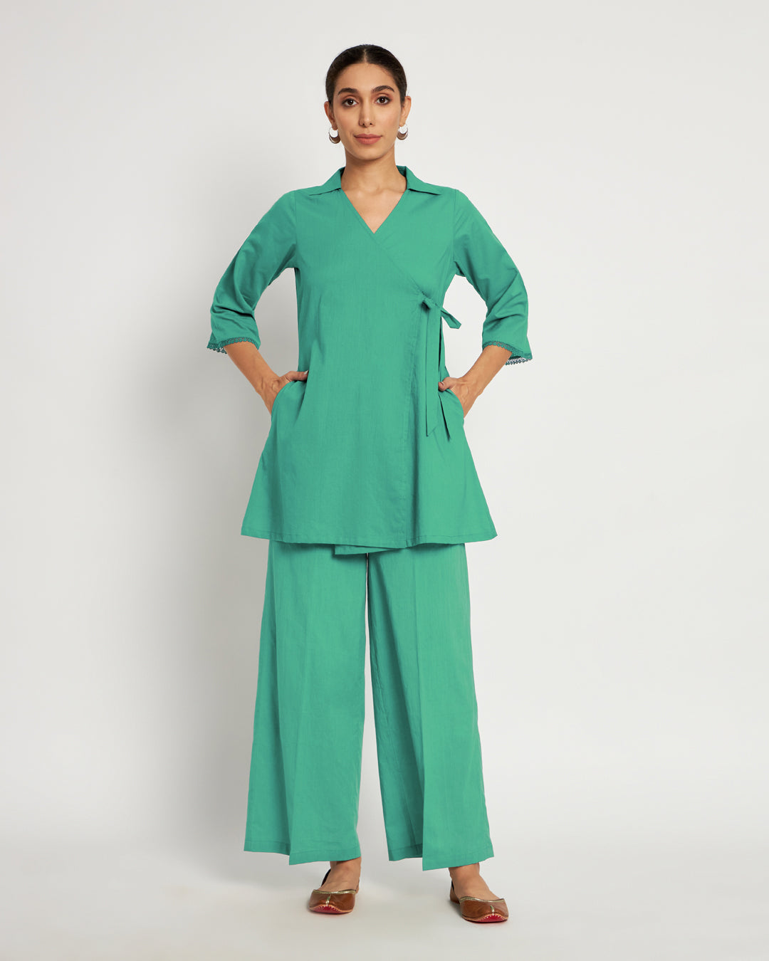 Valley Vista Collar Neck Angrakha Solid Top (Without Bottoms)