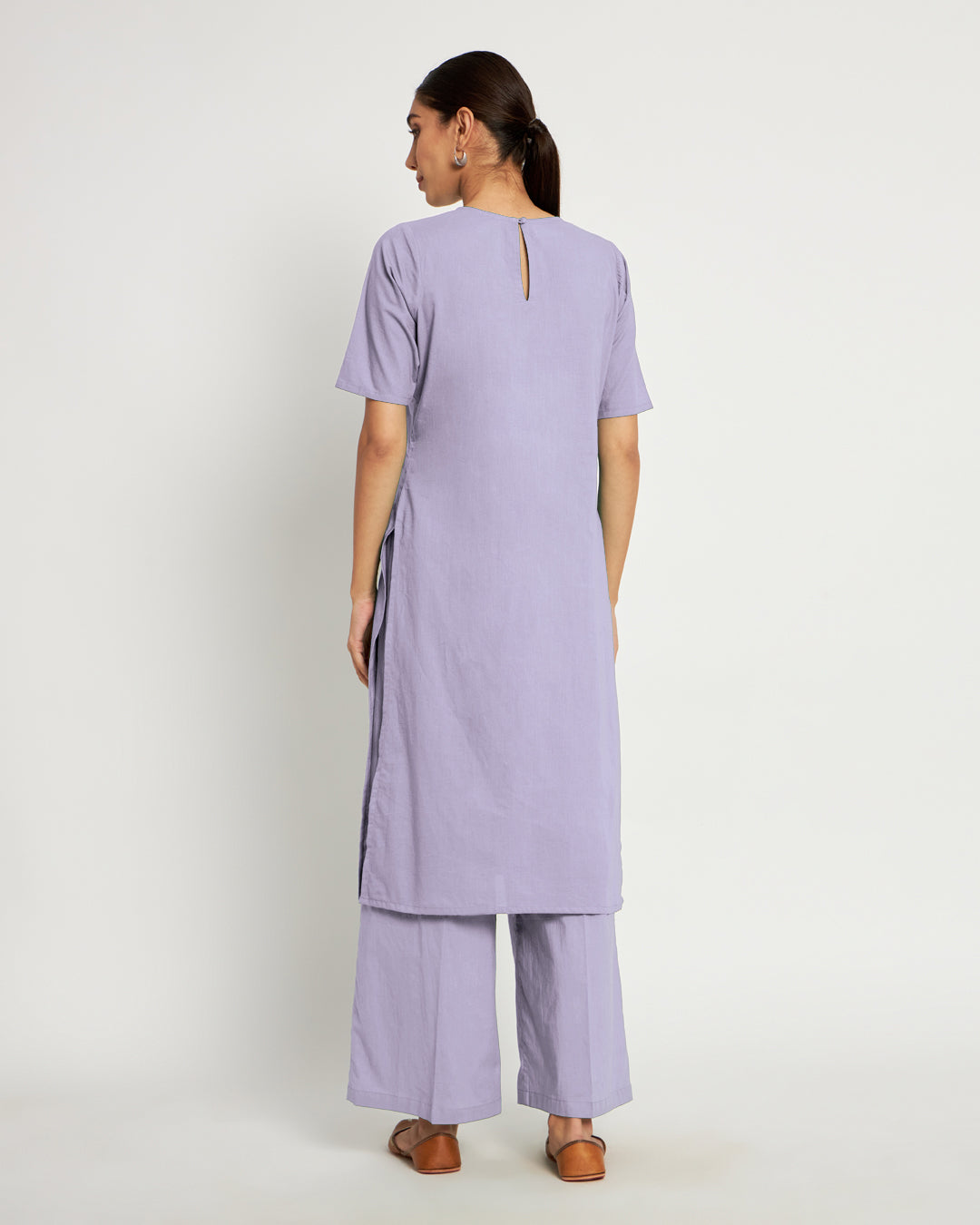 Lilac Round Neck Long Solid Co-ord Set