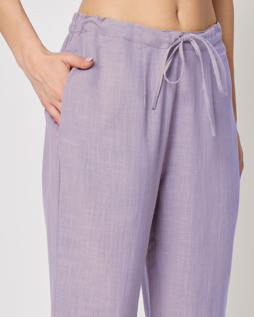 Lilac Sleeveless Long Length Solid Co-ord Set