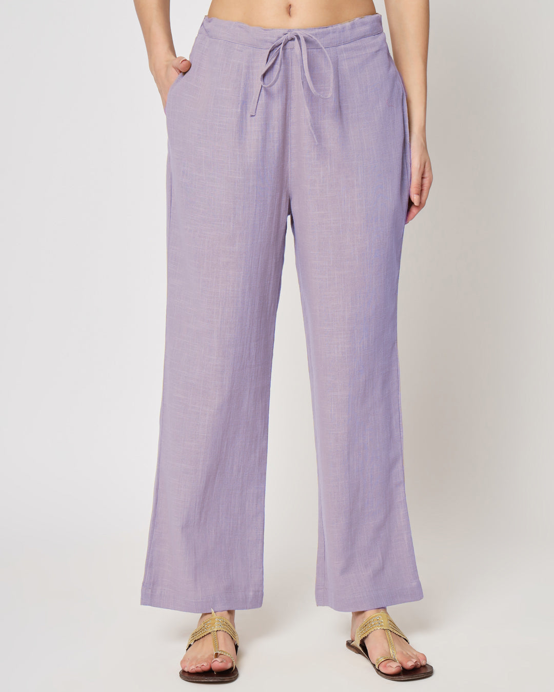 Lilac Sleeveless Long Length Solid Co-ord Set