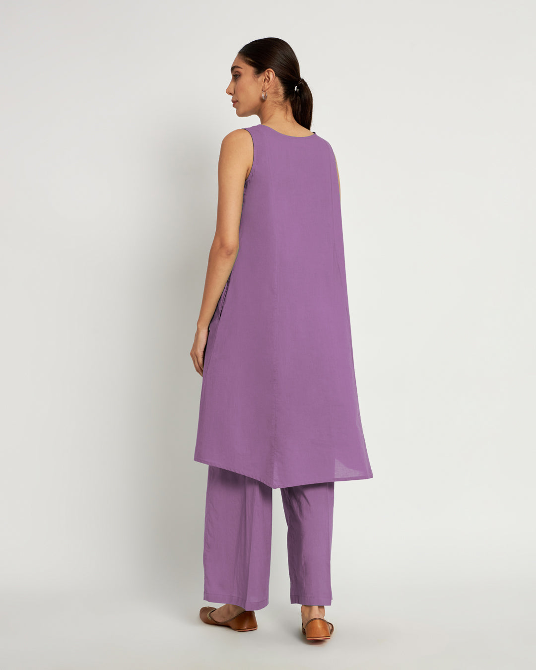 Wisteria Purple Sleeveless A-Line Solid Co-ord Set