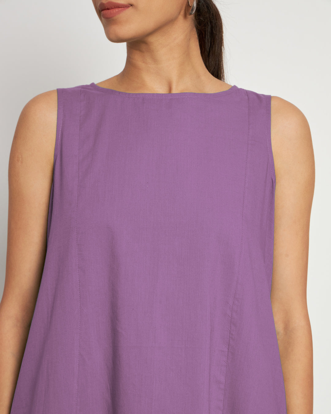 Wisteria Purple Sleeveless A-Line Solid Co-ord Set