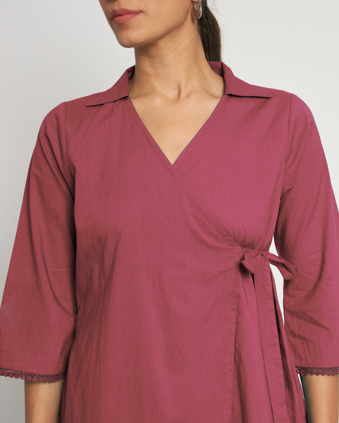 Wings of Rose Collar Neck Angrakha Solid Co-ord Set