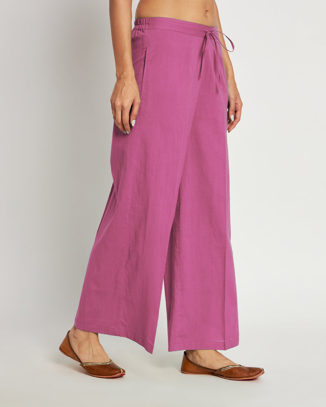 Combo: Black & Wings Of Rose Wide Pants- Set Of 2
