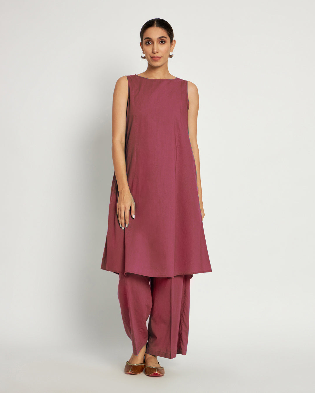 Wings of Rose Sleeveless A-Line Solid Co-ord Set