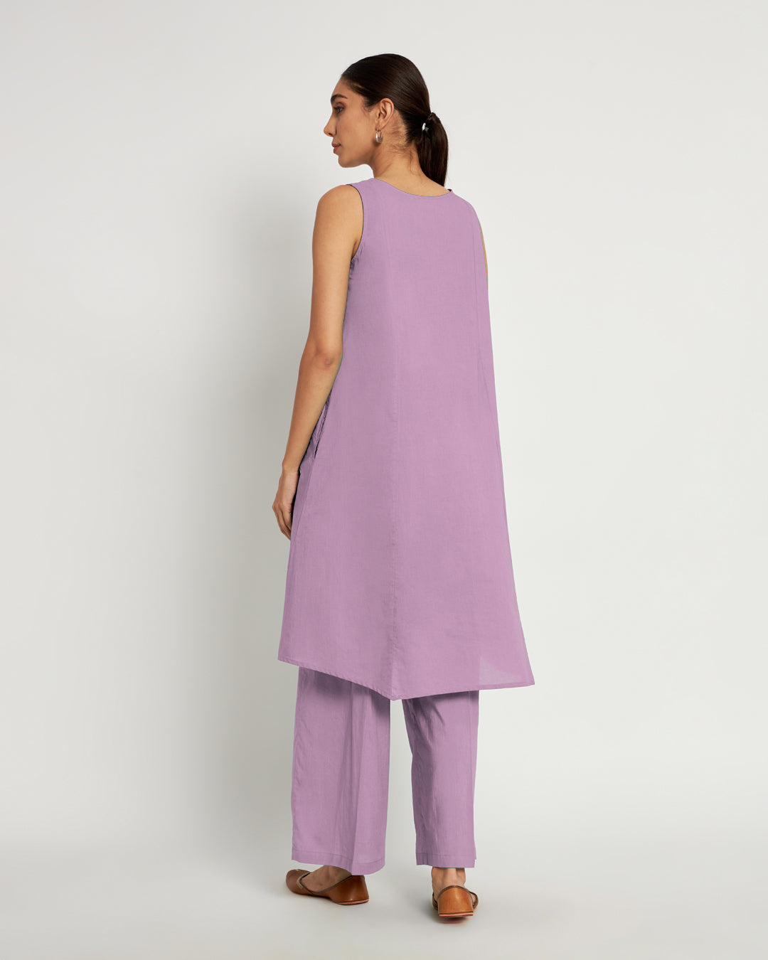 Iris Pink Sleeveless A-Line Solid Co-ord Set