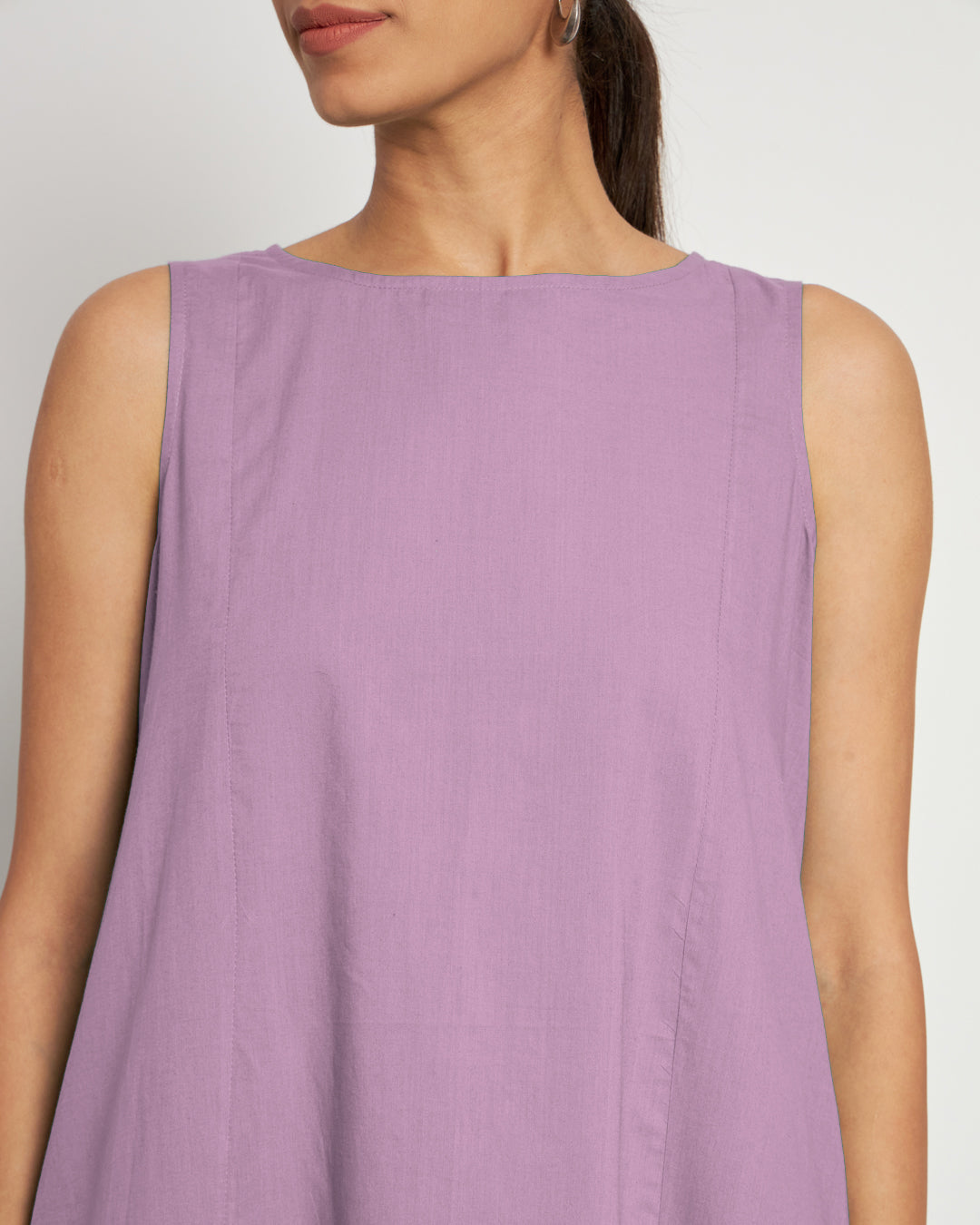 Iris Pink Sleeveless A-Line Solid Co-ord Set
