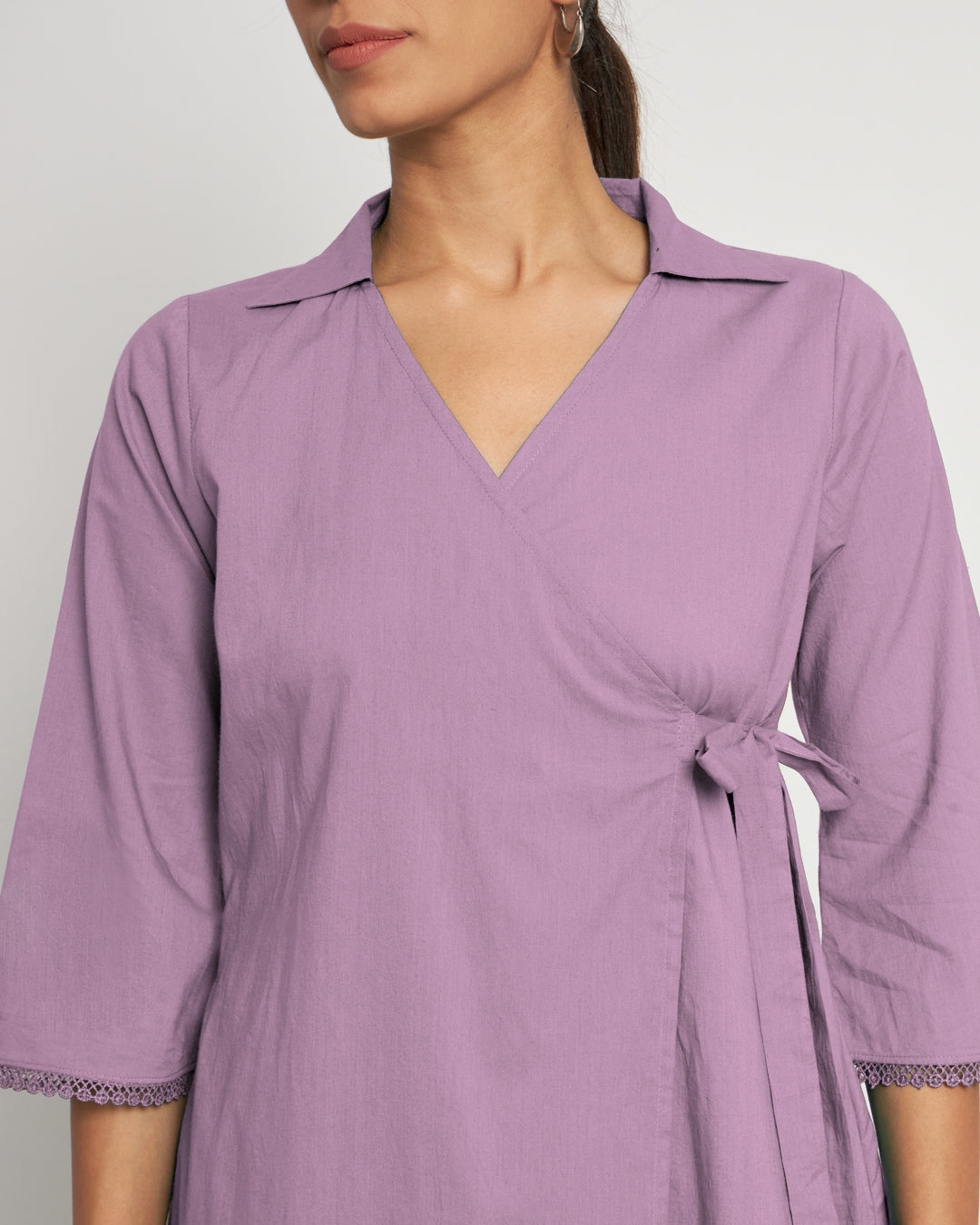 Iris Pink Collar Neck Angrakha Solid Co-ord Set