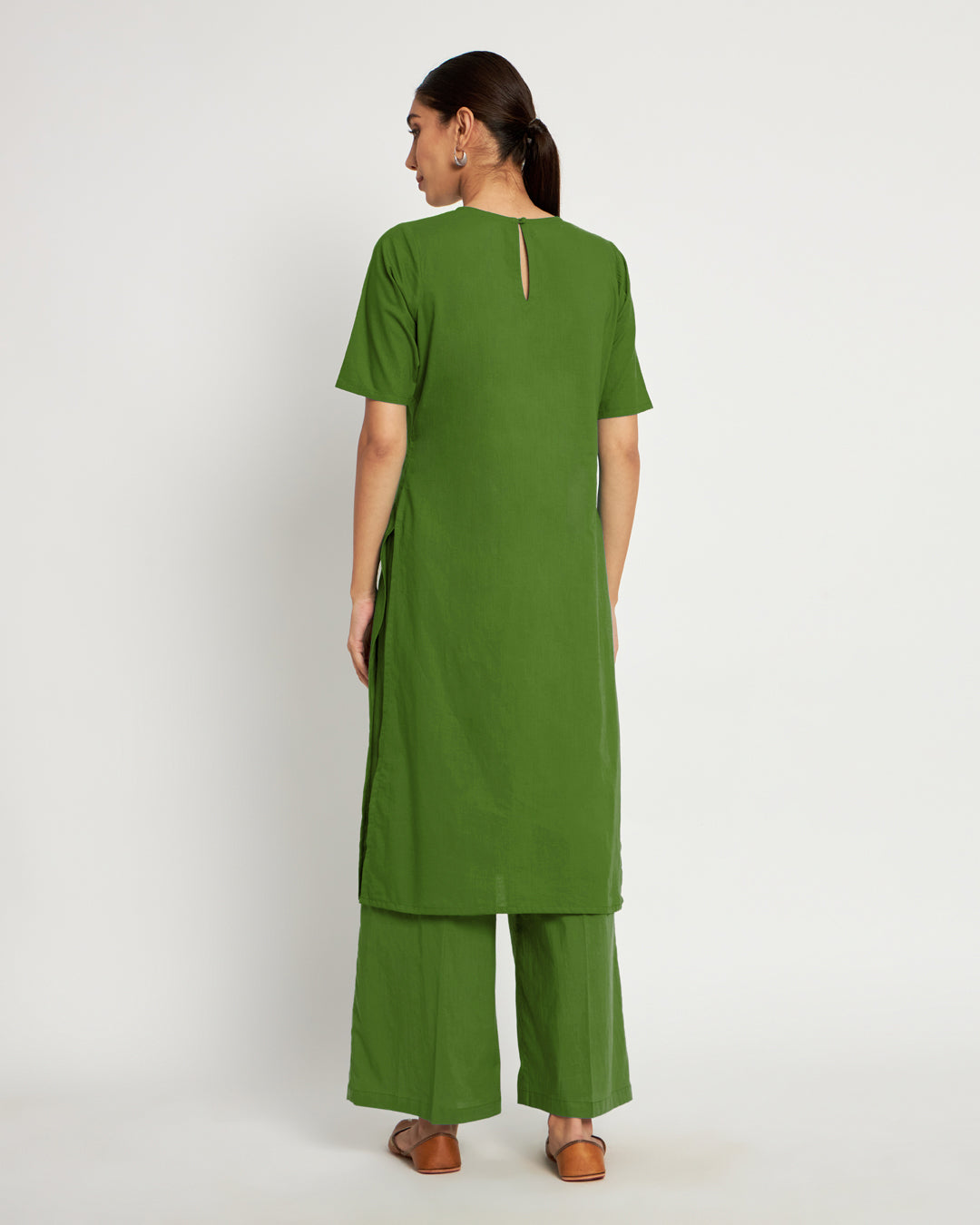 Greening Spring Round Neck Long Solid Co-ord Set