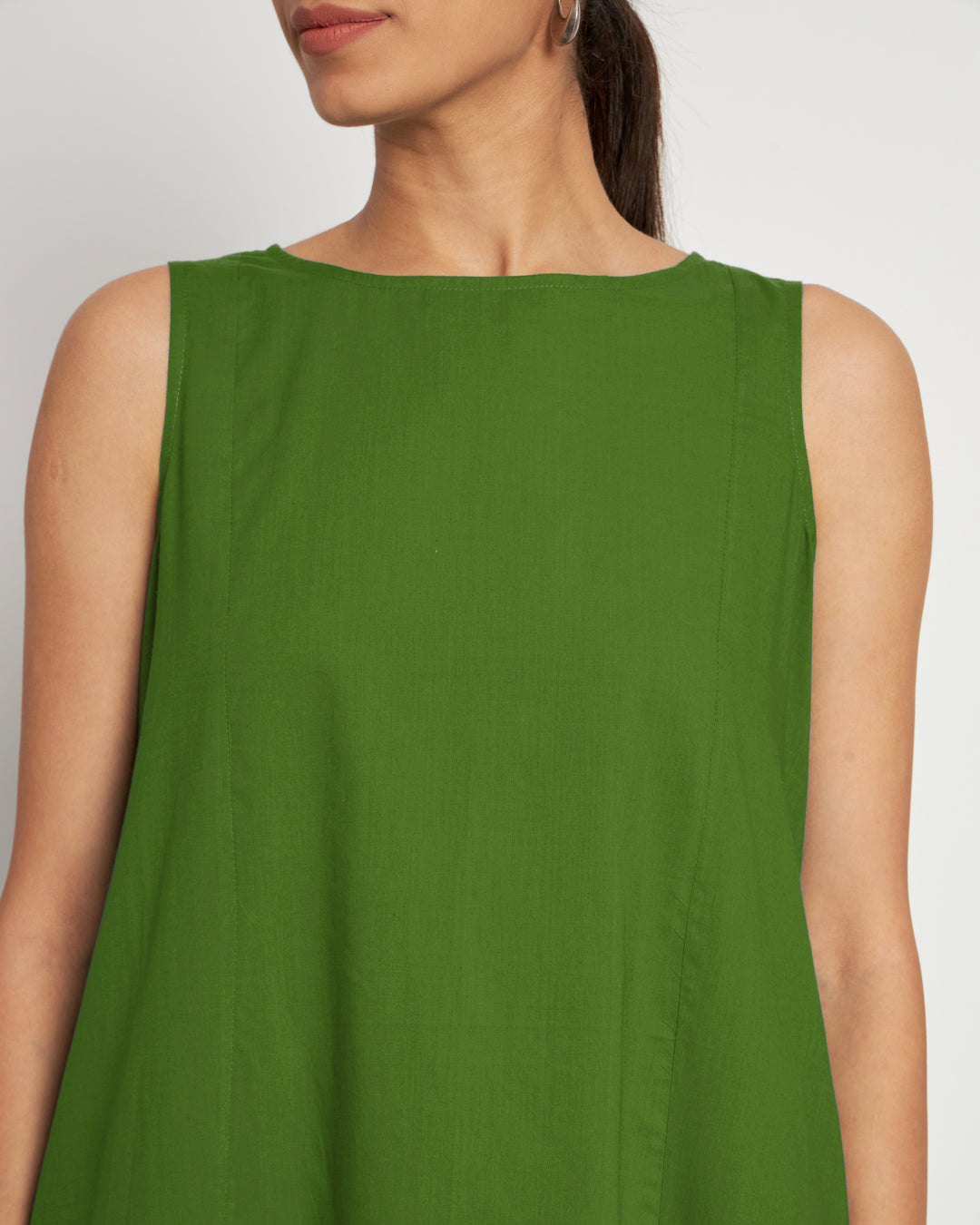 Greening Spring Sleeveless A-Line Solid Kurta (Without Bottoms)